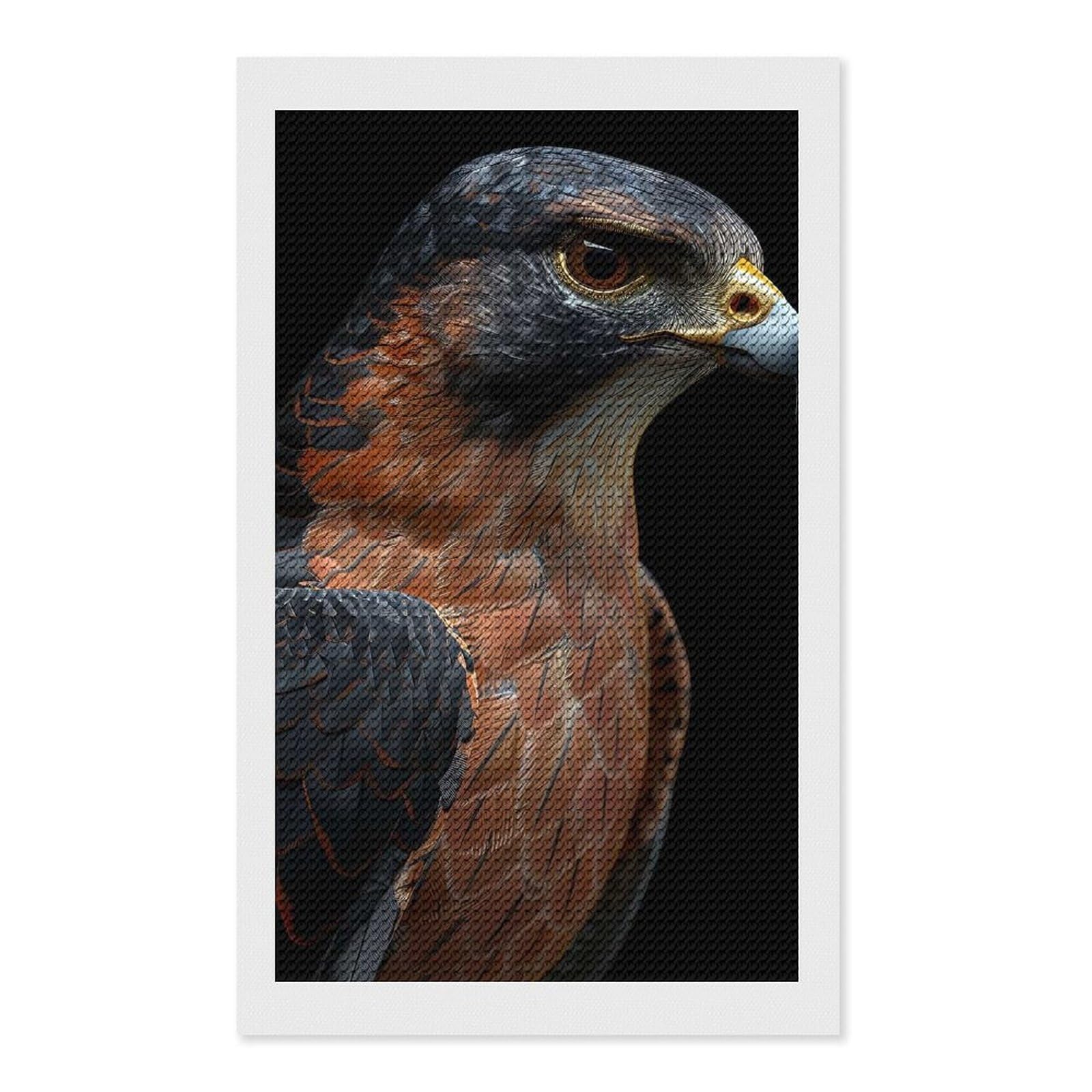 Junmoney Falcon Diamond Painting Canvas Set 12"x20", for Adults, Bedroom Decor, Good for Quiet Evenings, Festive Craft Gift