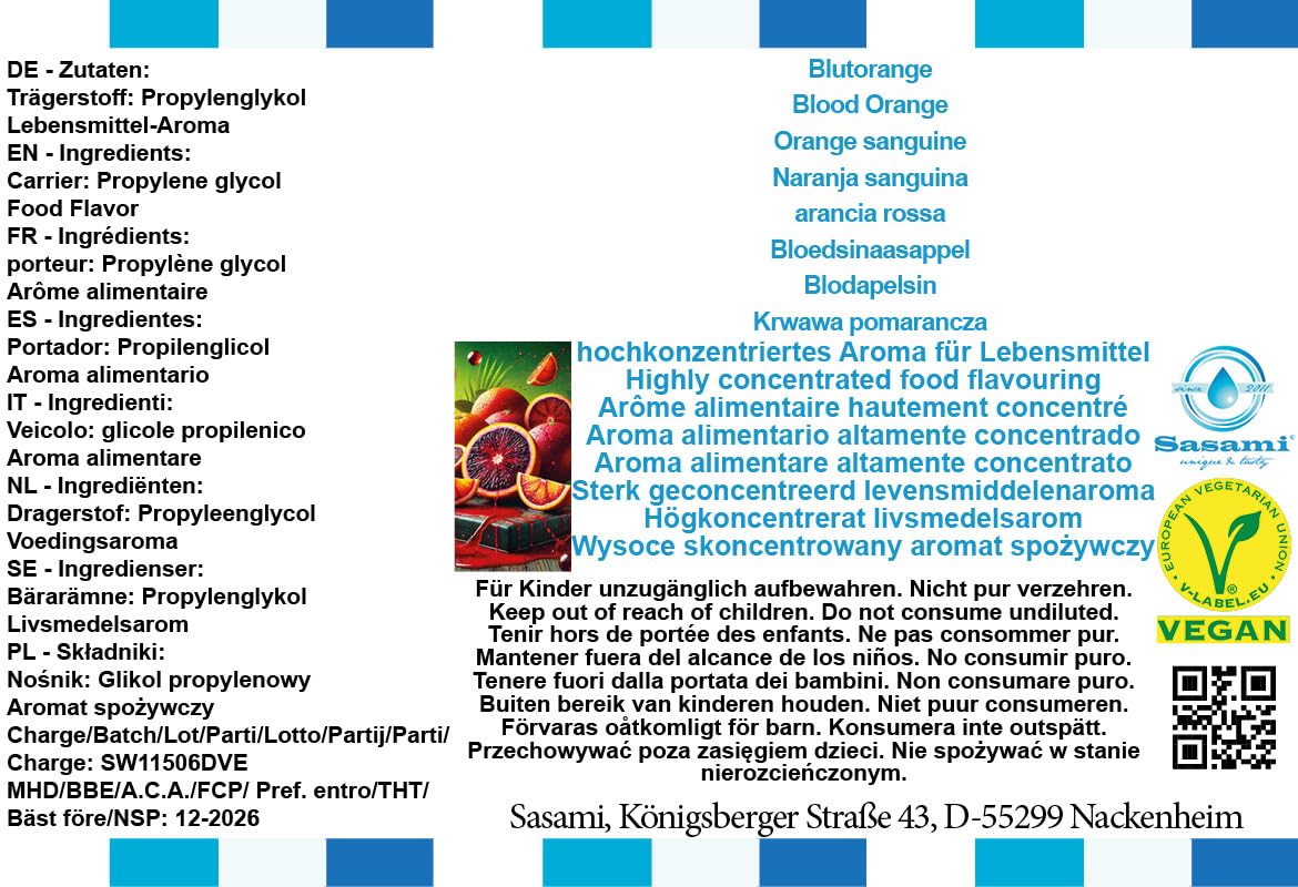 Aroma concentrato arancia rossa - vegano - Sasami - 100ml