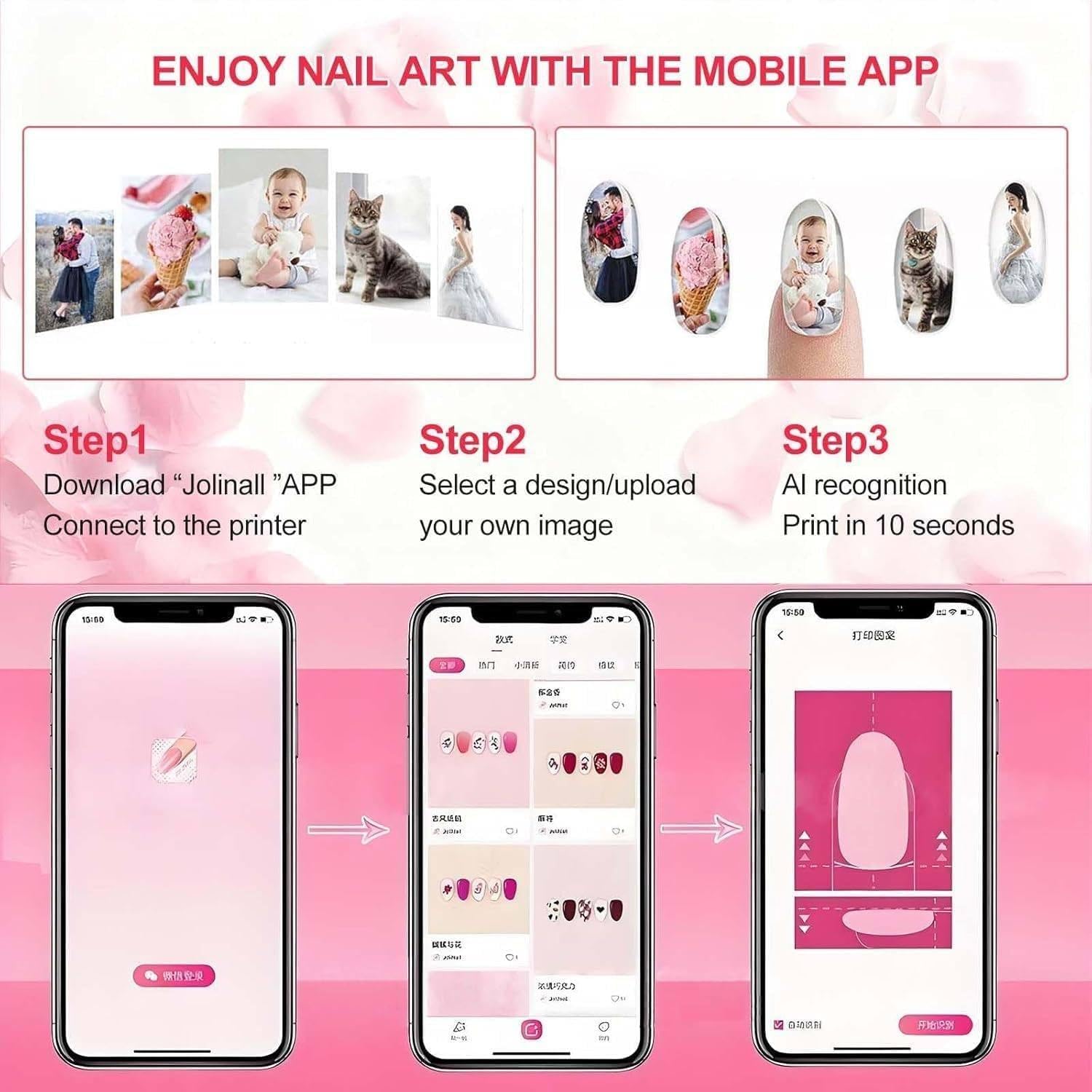 Drukarka 3D do zdobienia paznokci, cyfrowa drukarka 3D do paznokci, automatyczna maszyna do manicure o rozdzielczości 4800 DPI do fotorealistycznych, spersonalizowanych zdobień manicure