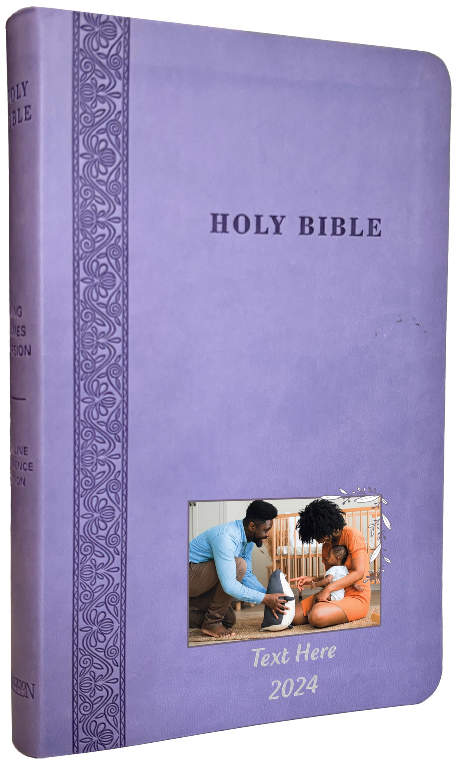 Printualist Personalized Gift Bible Custom Photo & Text, KJV, Levander, Thinline, King James Version, Red Letter Edition, Comfort Print, Faux Leather