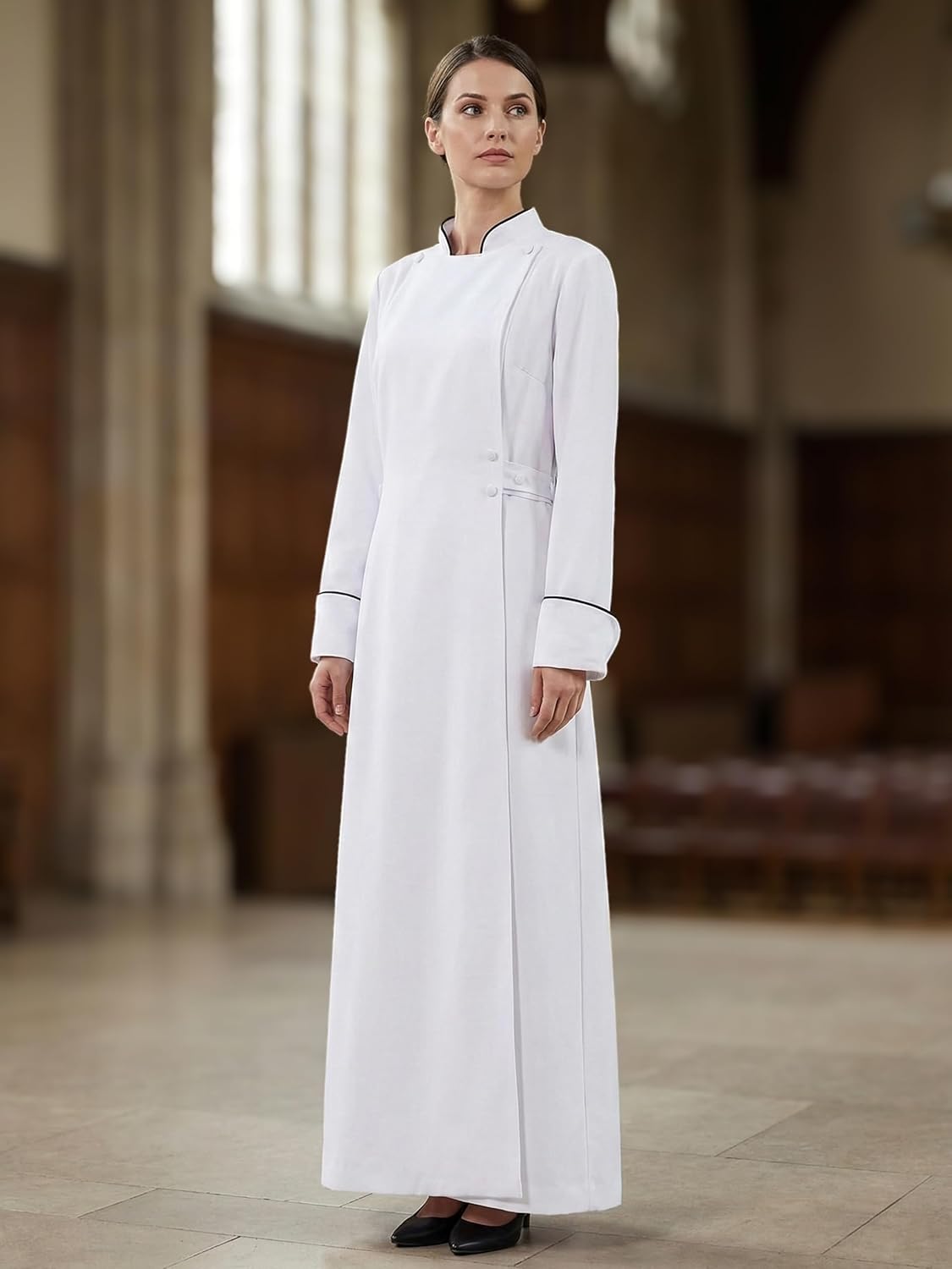 Women Clergy Robe Church Cassock Minister Gown Choir Pastor Costume Outfit Pulpit Service Vestment Dress - Image 2