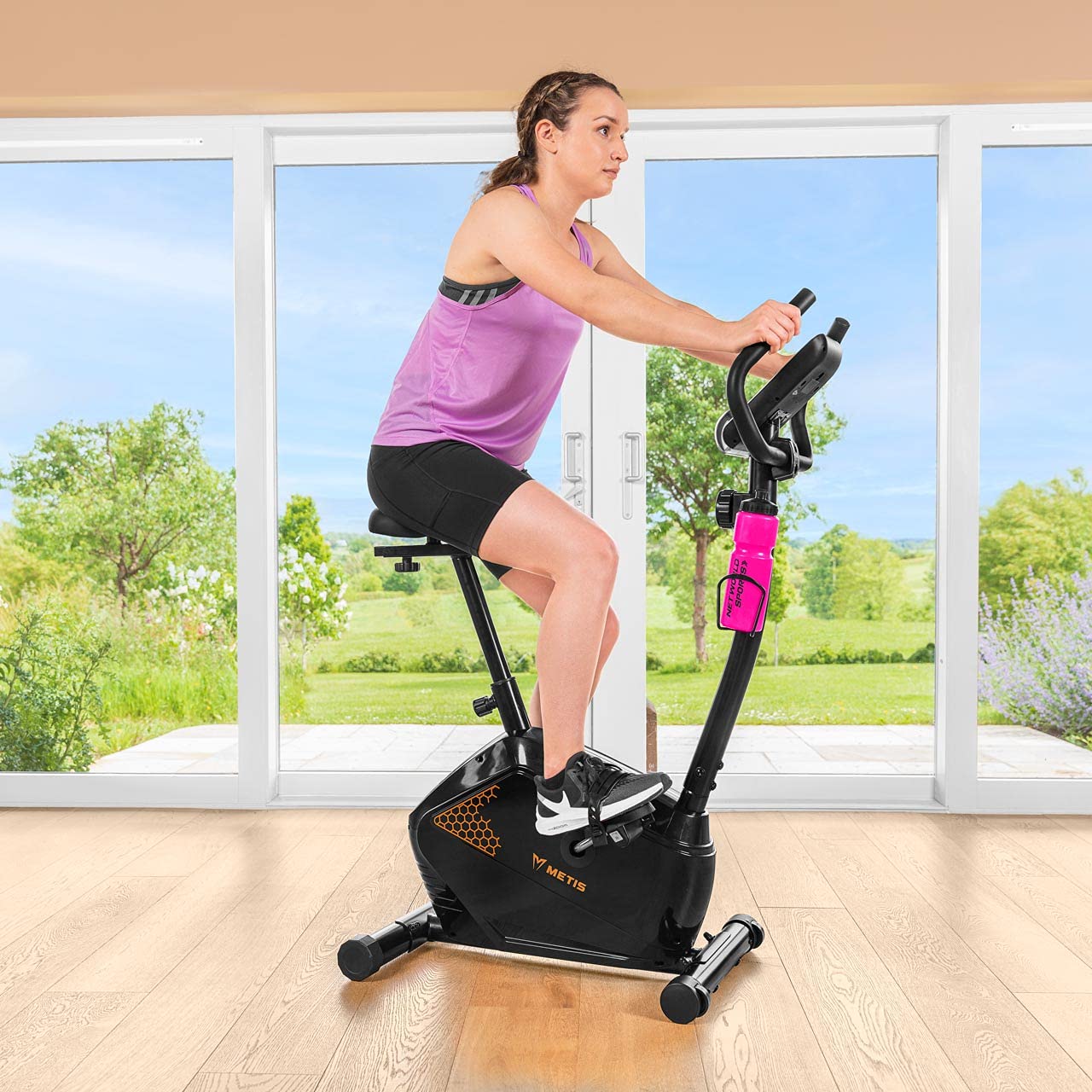 METIS Home Fitness Exercise Bikes - Beginner or Advanced Options | 8 Resistance Levels & 6 Performance Measurements | Gym Equipment For Home Use | Adjustable Seat
