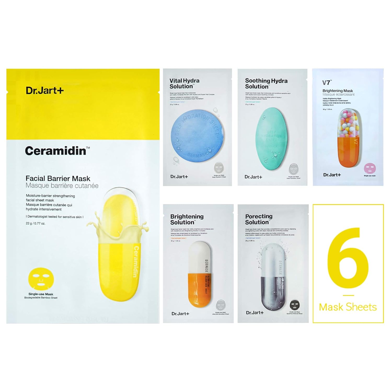 Dr.Jart Face Mask 6 packs with Dr Jart Ceramidin Facial