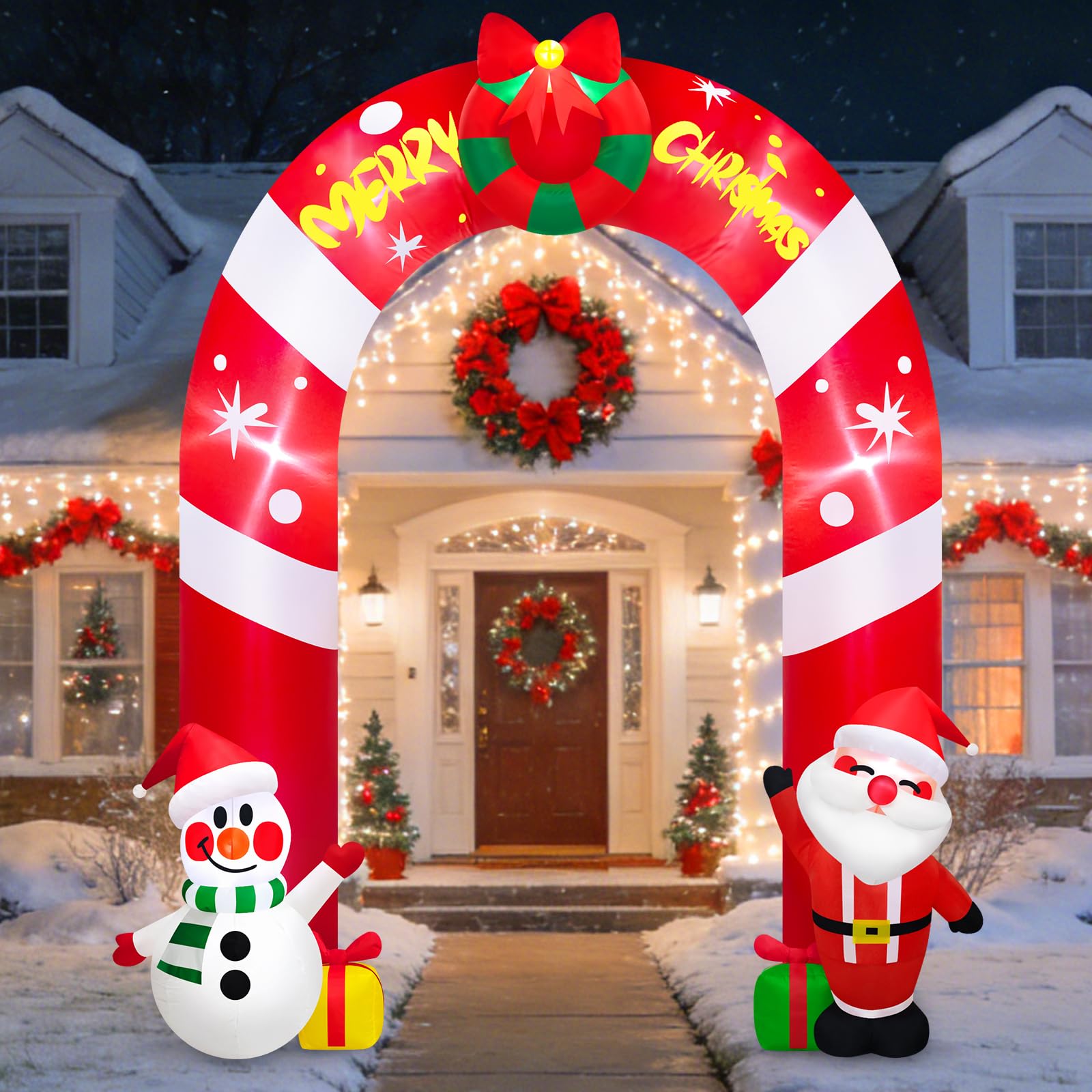 Danxilu Arco Hinchable Navidad Exterior 3m con Papa Noel y Pupazzo di Neve