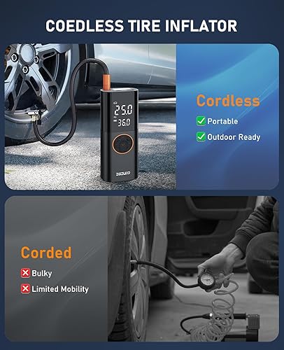 Miniatura 7 de Compresor de aire portátil para inflador de neumáticos, bomba de aire inalámbrica rápida de 150 PSI para neumáticos de automóvil, bomba de