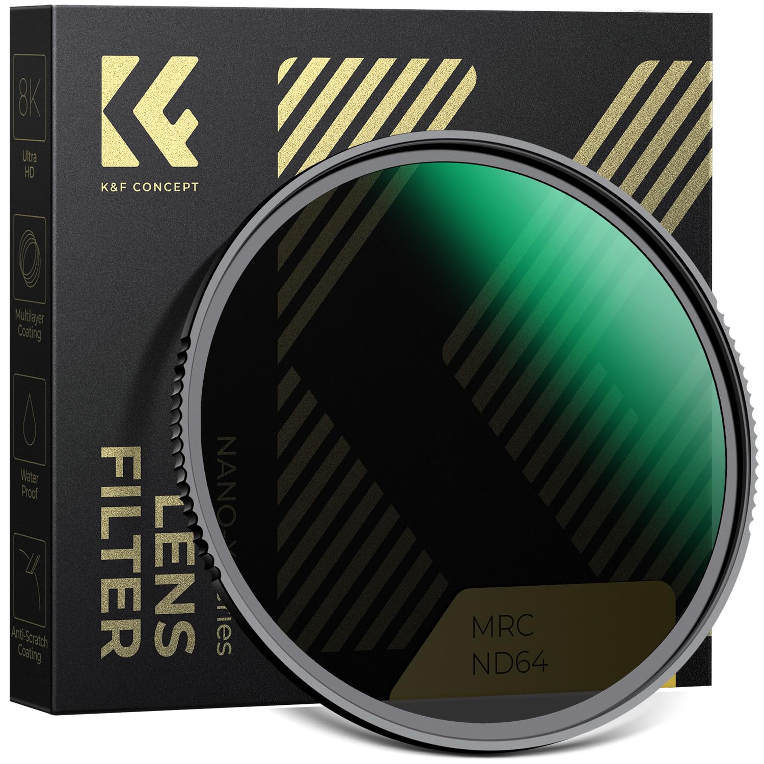 K&F CONCEPT Nano-Xcel Filtro ND64,67mm ND64(6 Stops) Filtro a Densità Neutra In Vetro Ottico HD con Rivestimento Nano a 28 Strati