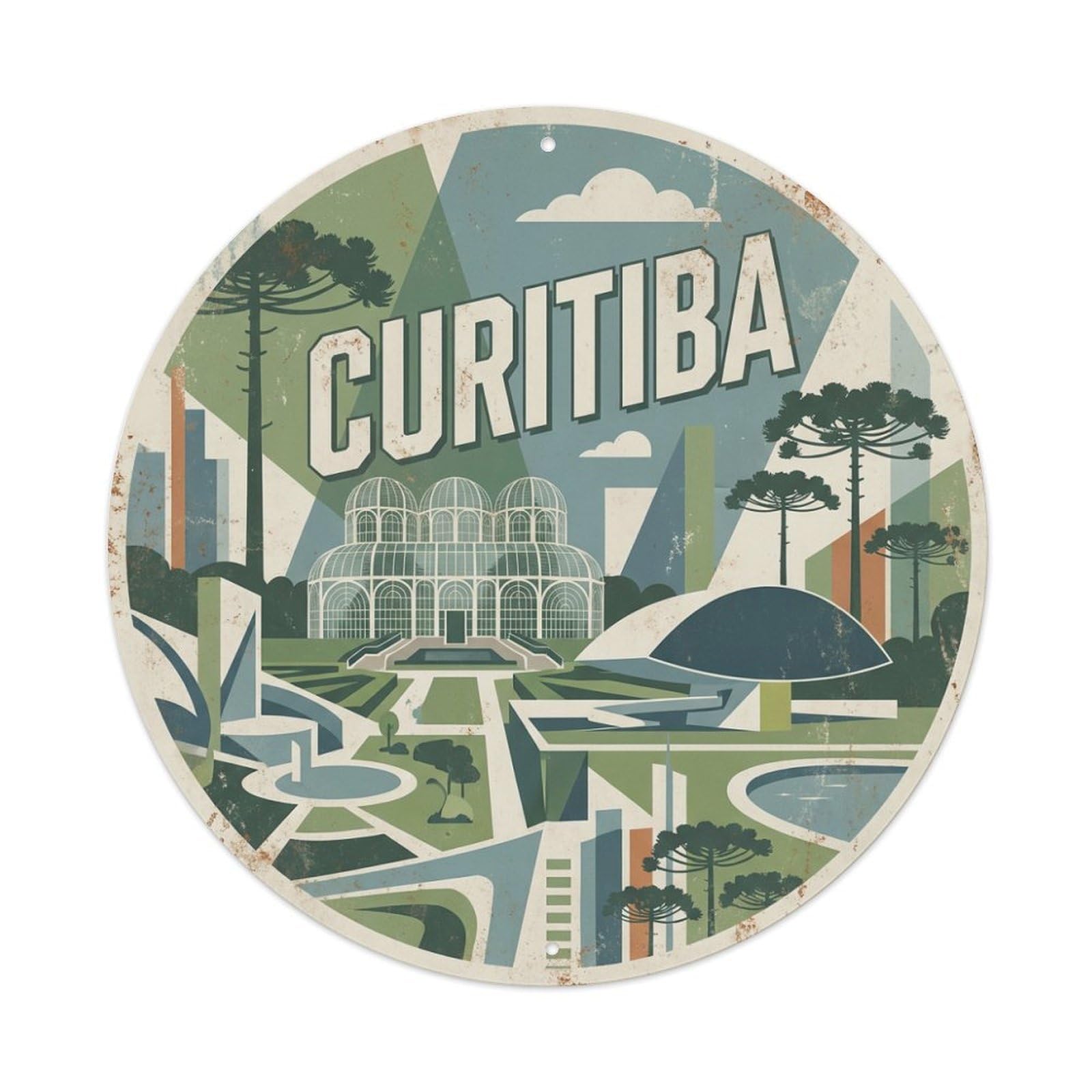 Brazil Retro Travel Curitiba Metal Tin Sign