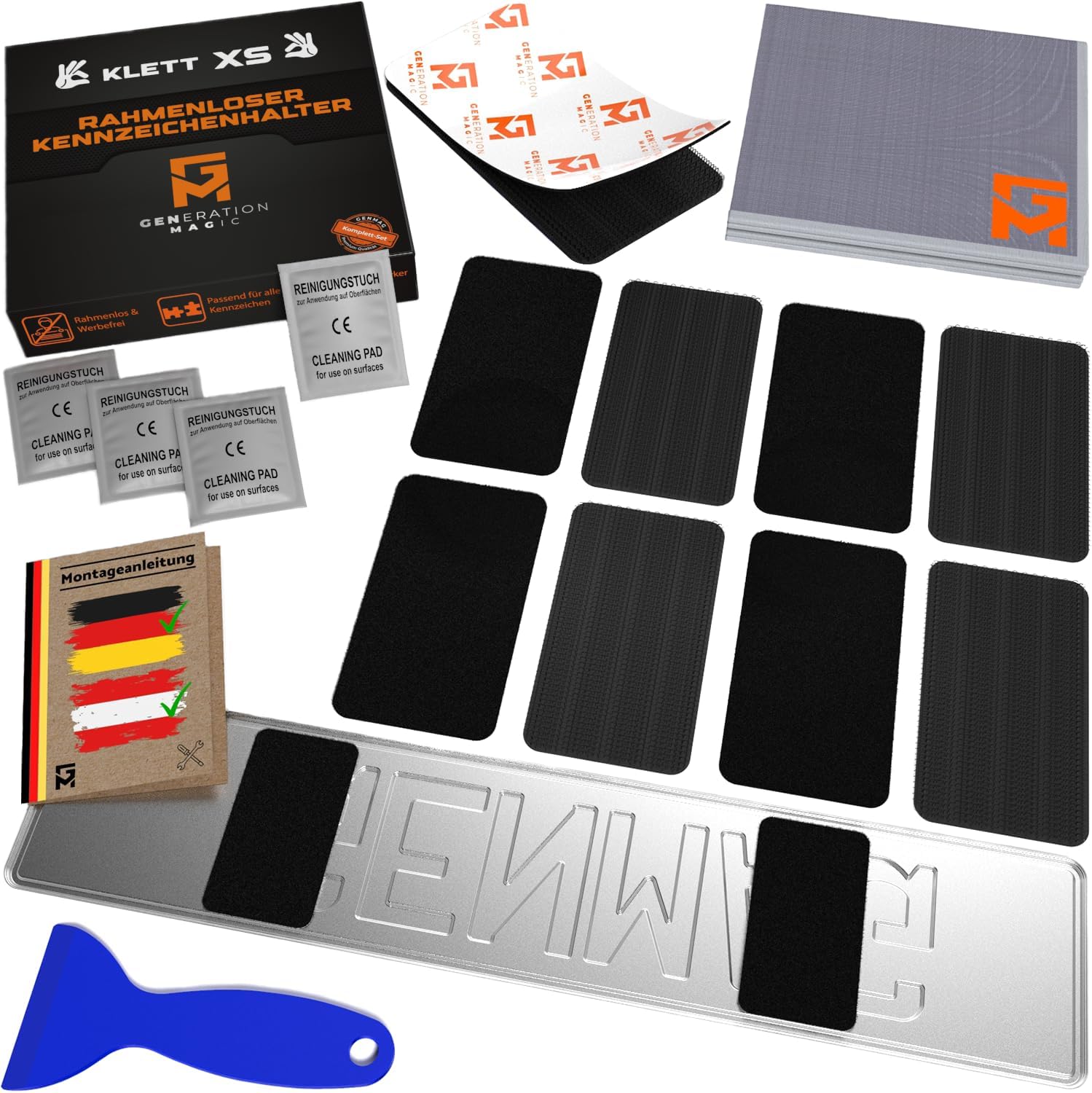 Genmag Number Plate Holder Frameless [Extra Strong & Universal] Car Motorcycle For All Plates Weatherproof Austria Germany