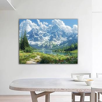 Amazon.co.jp: ZFXFHDR(へ楽ーツ) 山の風景画 湖の風景 アート
