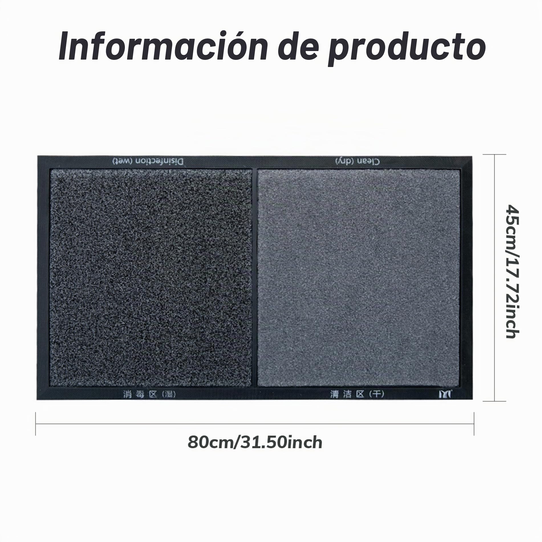 Gcroet Alfombra de Limpieza de Zapatos 18x31.5 Pulgadas 2 Alfombra de Zapato húmedo y seco de Compartimento para Entrada de Fibra PP Reutilizable de Entrada con Fondo de Goma Antideslizante para el