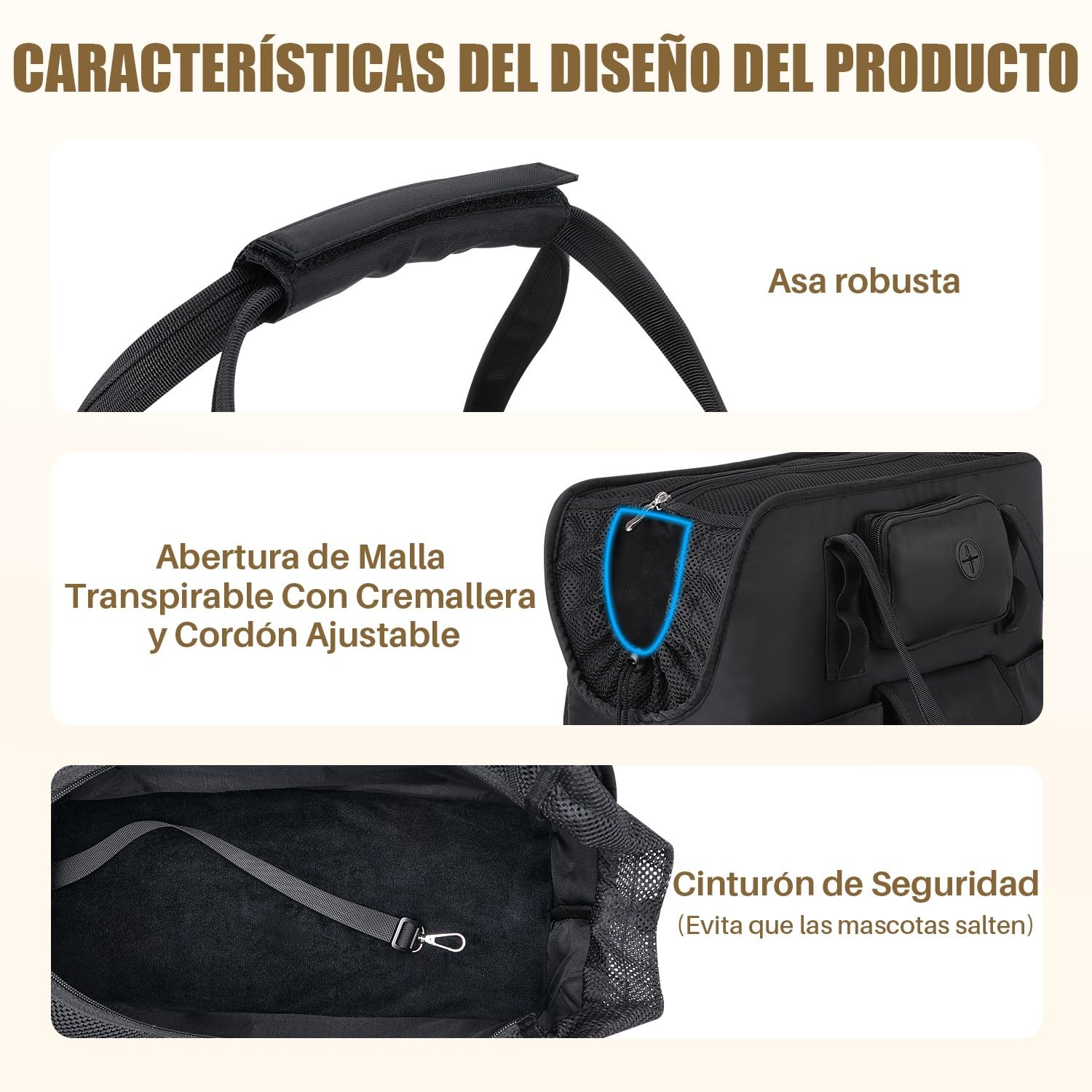 SlowTon Transportin para Perros - Bolsa Transporte Transpirable para Mascotas Portátil para Mascotas con Correa Seguridad, Ideal para Perros y Gatos de hasta 5.5 kg para Paseos Viajes 40CM*19CM*33CM
