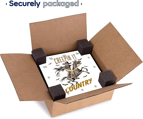 Miniatura 7 de 3dRose, Creepin It Country Funny Western Skeleton Cowboy Vintage Halloween, 10x10 Wall Clock