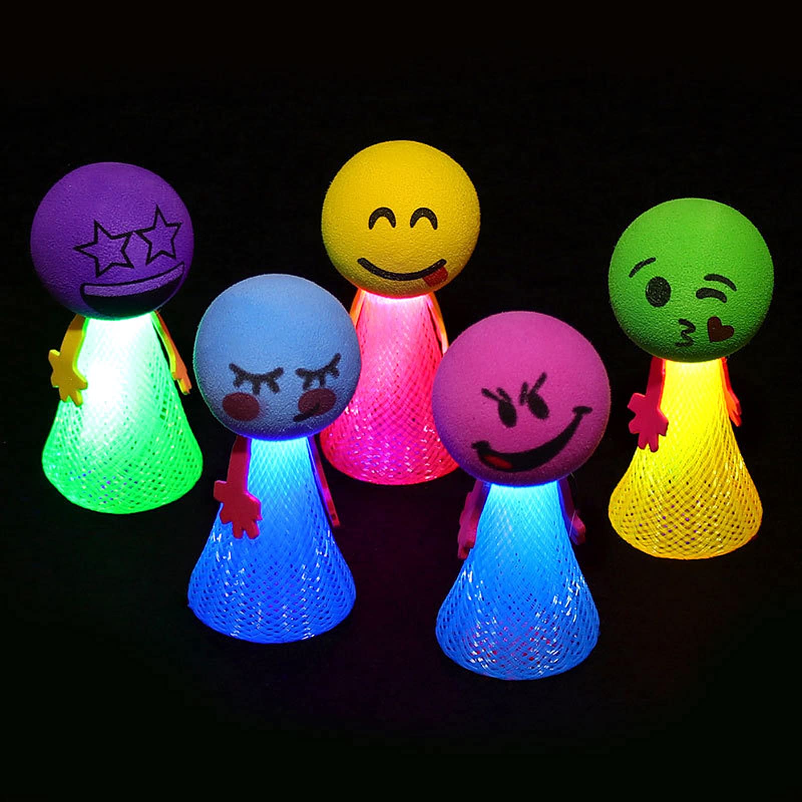 5 Pcs Romdom Colors Jumping Emoji Popper Spring Launchers Toy Jumping Toys Funny Jump Bounce Elf Fly Man Sensory Toy (5 PCS Random Color)