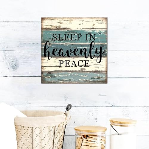 Miniatura 2 de SILYHEART Sleep in Heavenly Peace Wooden Framed Signs Wood Plaque Sign Retro Christian Quote Wall Decor Farmhouse Rustic Wooden for Home Front Door