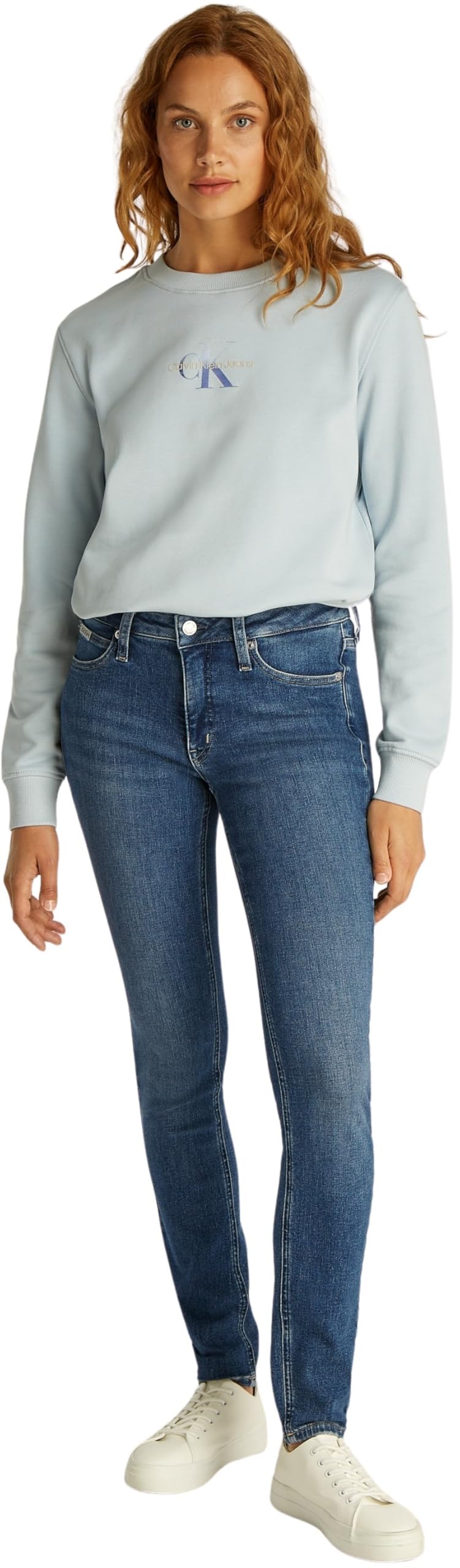 Calvin Klein Women’s Mid Rise Skinny Fit Jeans, Blue (Denim Medium), 28W/32L