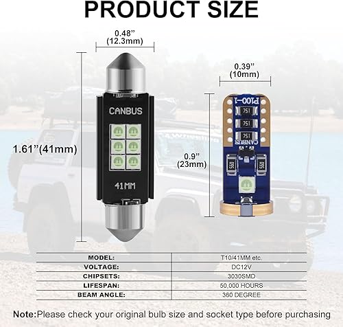 Miniatura 7 de iBrightstar Bombillas LED T15 de 1.614 in 211-2 212-2 578 194 168 T15 sin errores para interiores de auto, camión, cúpula, mapa, puerta, cortesía,