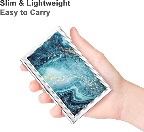 Miniatura 2 de Rouidr Titular de la tarjeta de visita, Caja de la tarjeta de visita pequeña, Organizador de tarjetas de visita de metal delgado, Cartera del