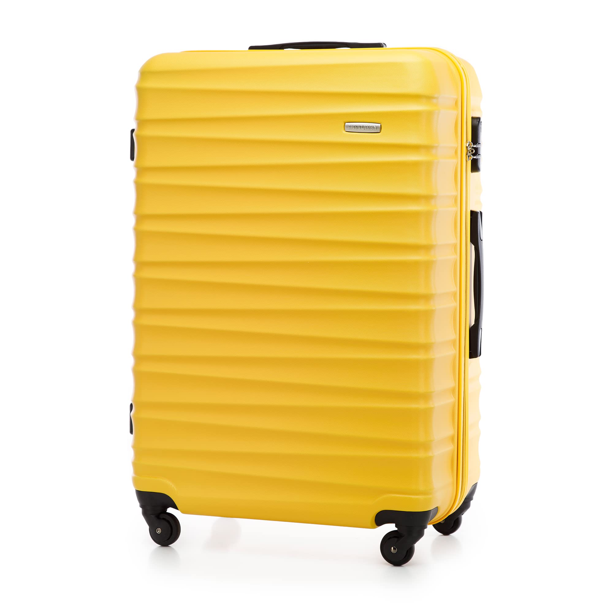 WITTCHEN Valise Grande Taille Valise de Voyage à roulettes Coque Rigide ABS 4 roulettes Spinner Serrure à Combinaison Poignée télescopique Groove Line Taille XL Jaune Air France/Easyjet/Ryanair - 2