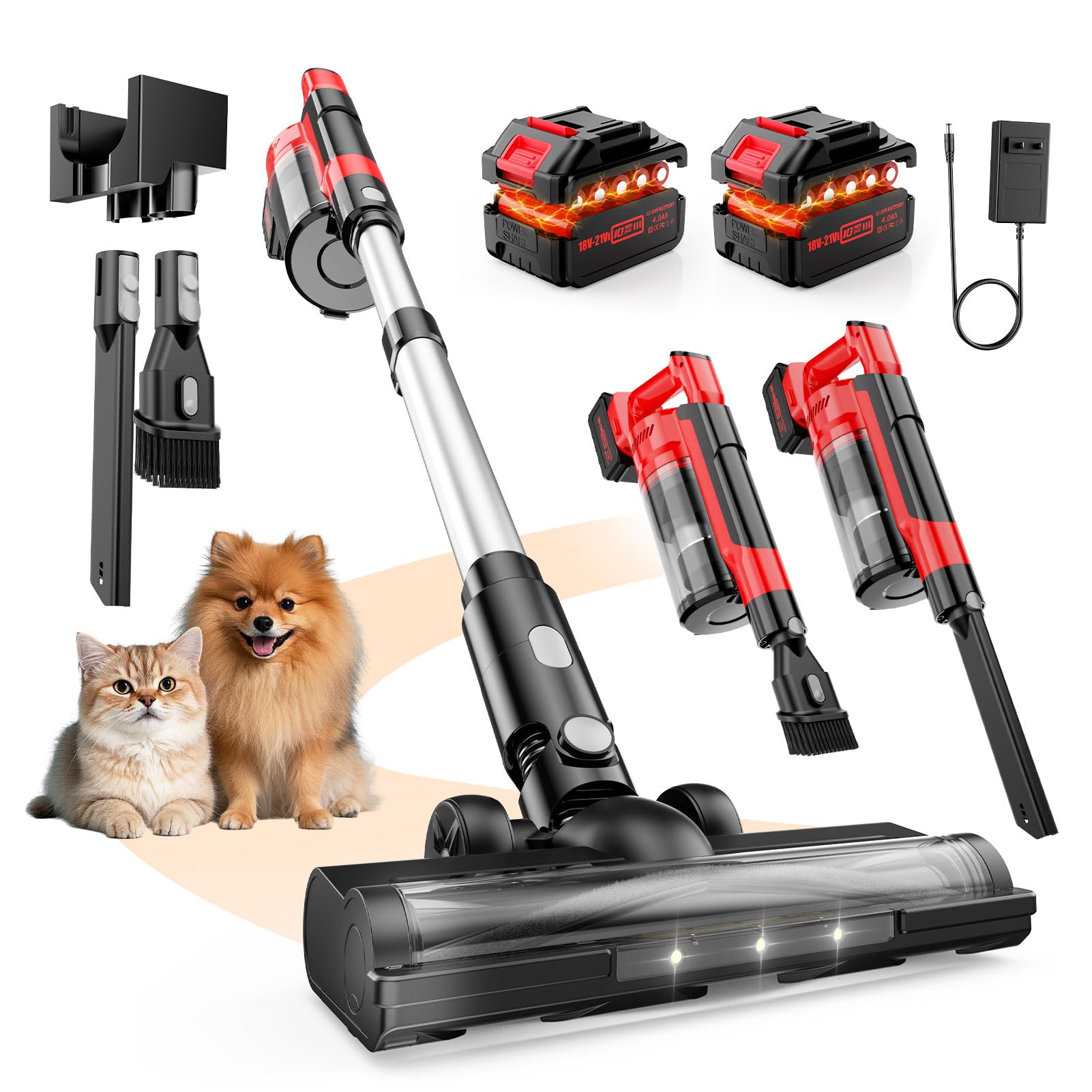 Photo 1 of 60KPa Cordless Vacuum Cleaner for Home, 700W Pet Vacuum, 70-Min Runtime, Lightweight, Rechargeable 8000mAh Dual Batteries, 2L Dust Cup, LED Display, Anti-Tangle for Pet Hair, Carpet & Hardwood Floors