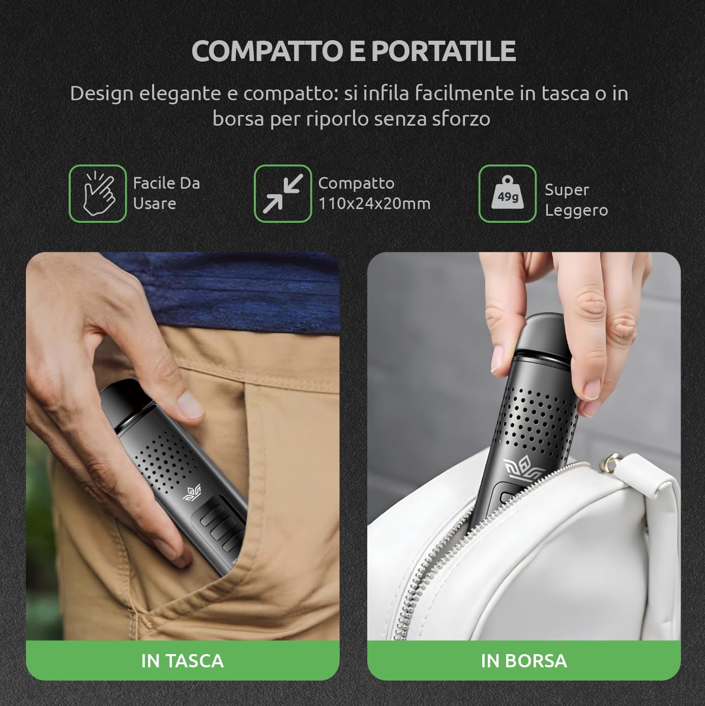 K1 Vaporizzatore Erba | Garanzia 2 Anni, Vaporizzatore con Batteria da 1.000mAh, Timer, Display OLED e 38 Secondi fino a 224°C