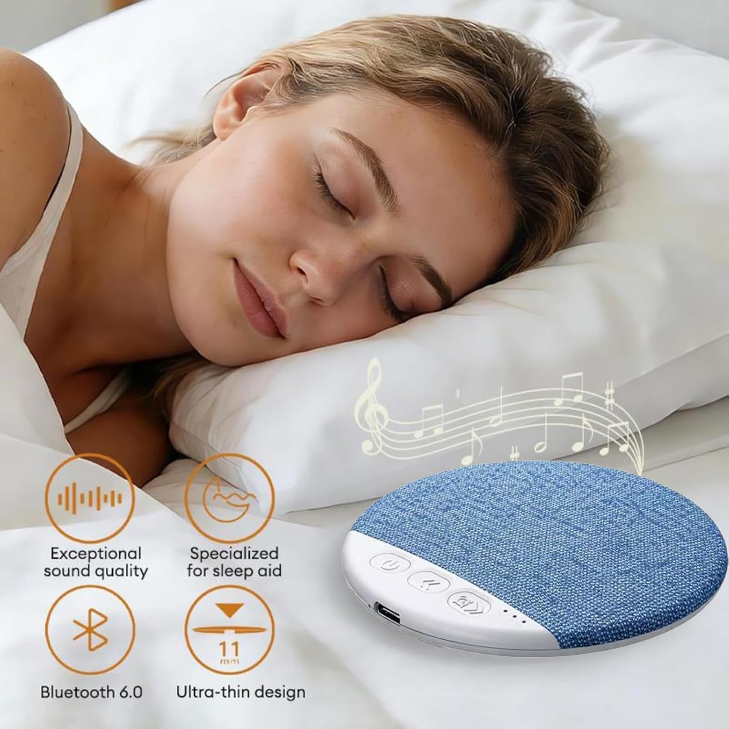 2026 New Sleep Pillow Speaker, Bone Conductions Under Pillow Sleep Speaker, Bluetooth Pillow Speaker, with White Noise Timer Wireless Sleep Aid with Stereo Bass Private Sleep Headphones for Adult — view 6