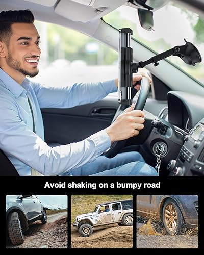 Miniatura 5 de Soporte para tablet de tablero de automóvil, [ventosa más fuerte] Soporte para tablet de automóvil para parabrisas de camión con brazo telescópico