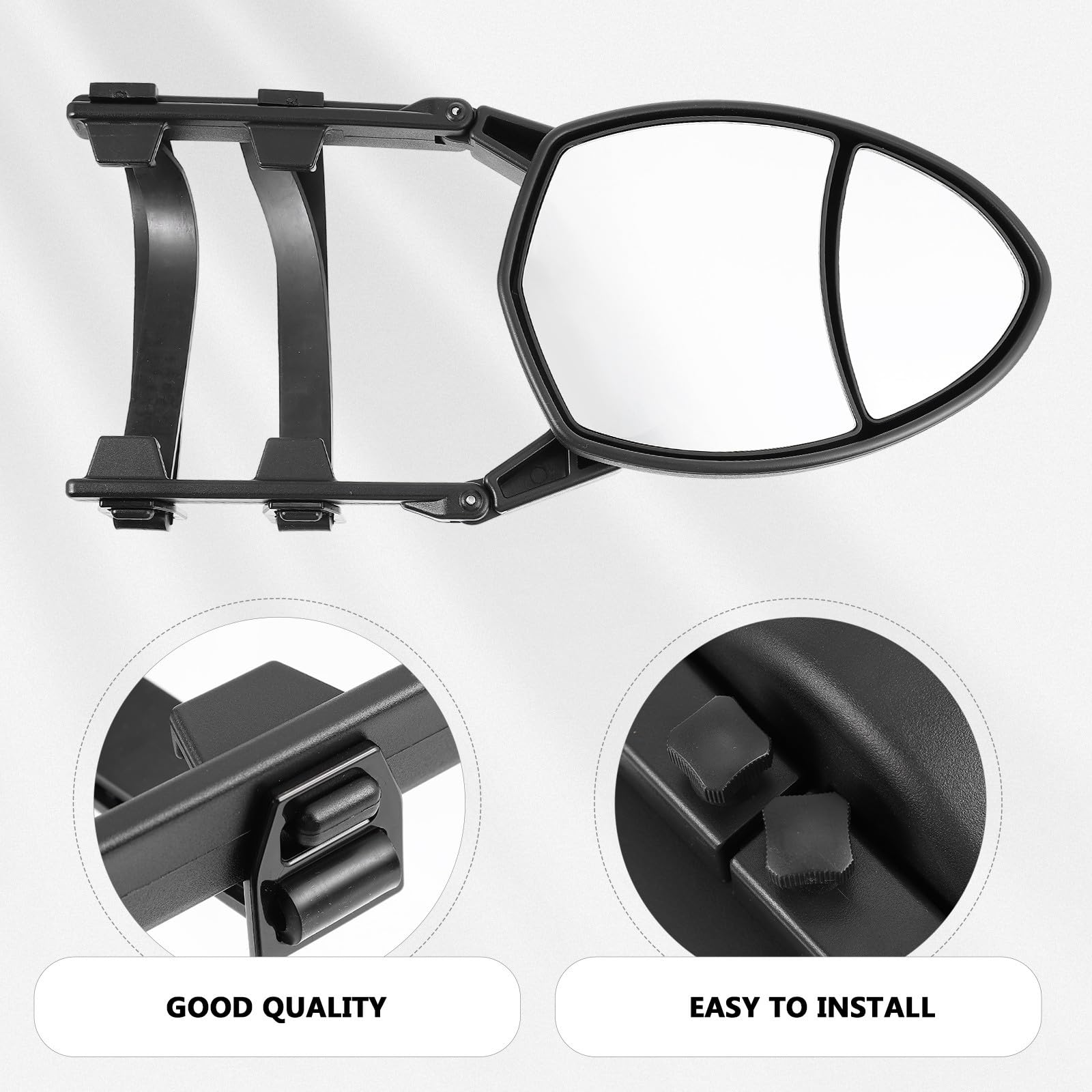 Espejo Abs Alargada, Material y Vidrio Instalación Fácil Retrovisor Estructura Vista Amplia para Remolque Caravana para Vehículos y Trailers