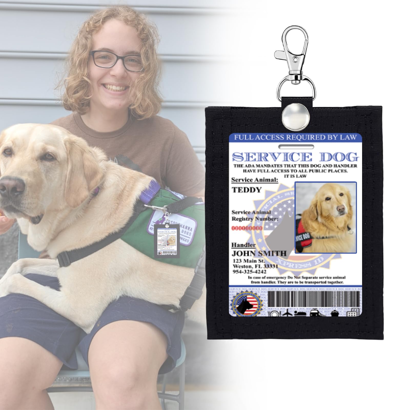 Service Dog ID Badge Holder, Working Animal Clip-On ID Carrier, Clear Double-Sided Card Holder for Service & Guide Dogs, 3" x 4.5", Fits Standard Size Cards, 1 Pcs โ image 1