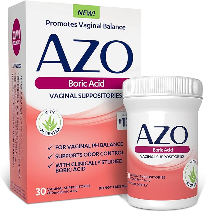 AZO Boric Acid Vaginal Suppositories, Helps support odor control and