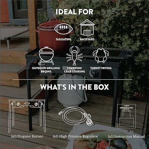 Miniatura 3 de GasOne - Estufa de campamento de propano de dos quemadores con bolsa de transporte, doble quemador de propano de alta presión para exteriores