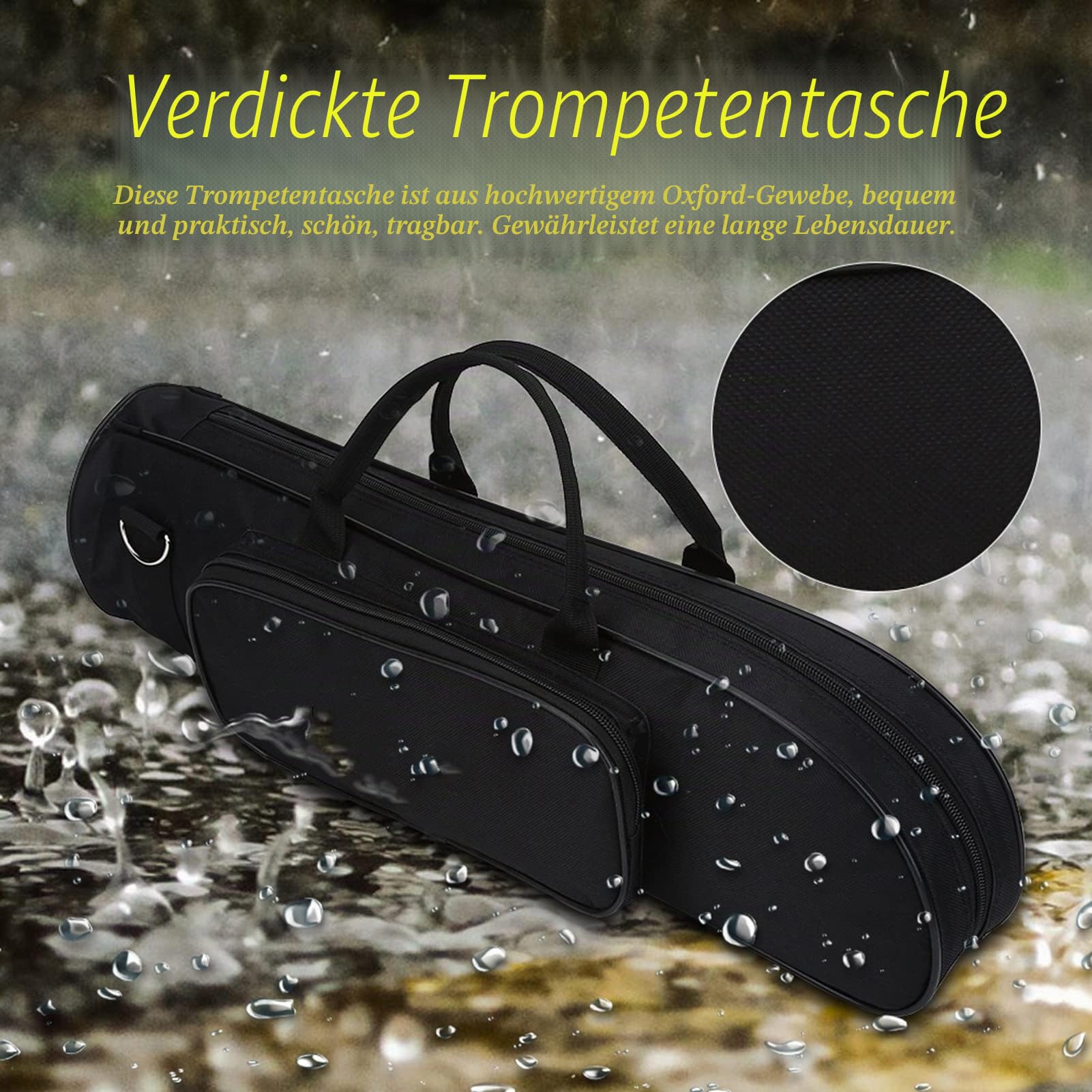 VGEBY Trompeten-Gigbag, Oxford-Stoff, weich, verstellbar, mit Schultergurt, Schwarz