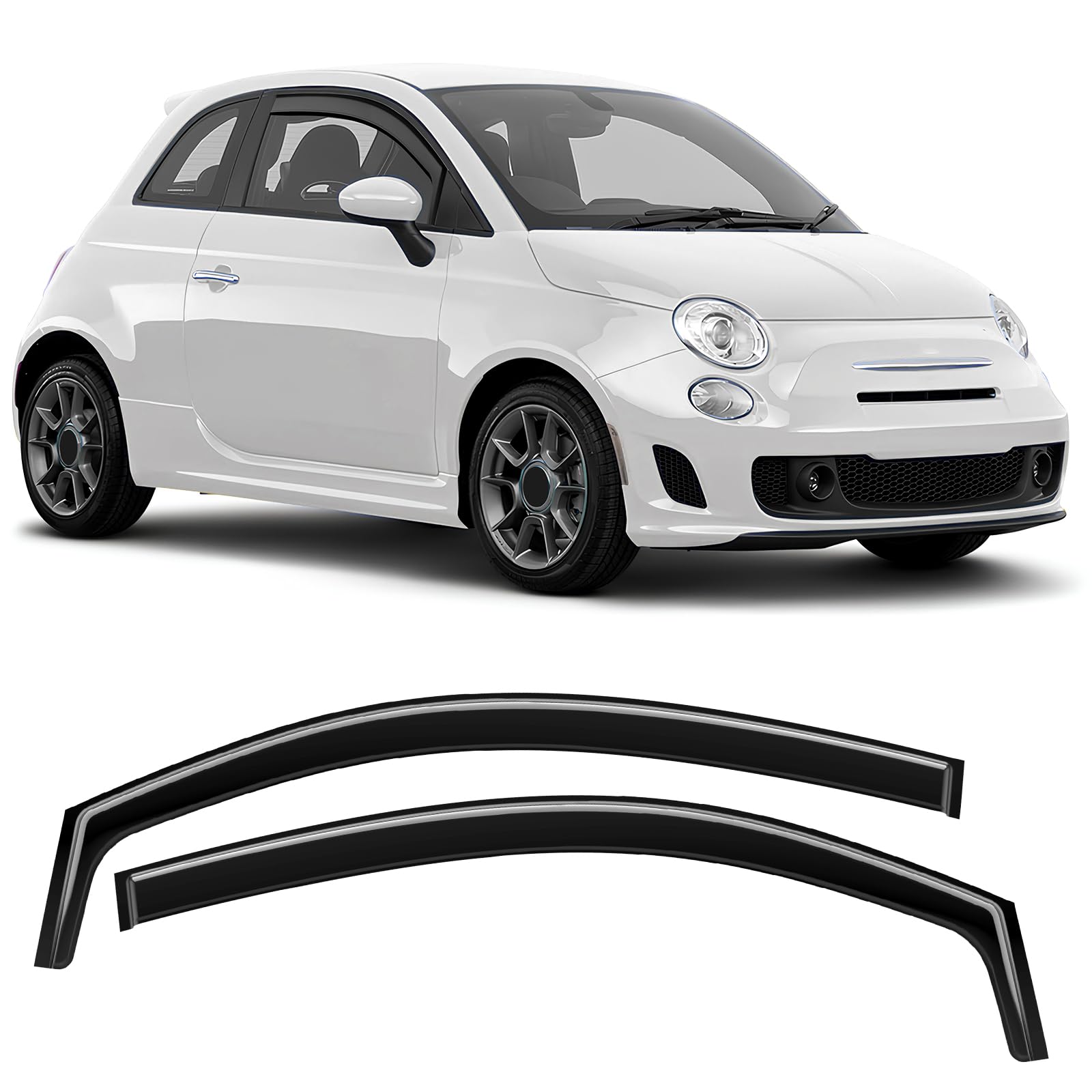 GEARMONSTER Deflectores de Viento para F-I-AT 500/Abarth 2007-2024, protección contra la Lluvia y Lluvia, deflectores Integrados