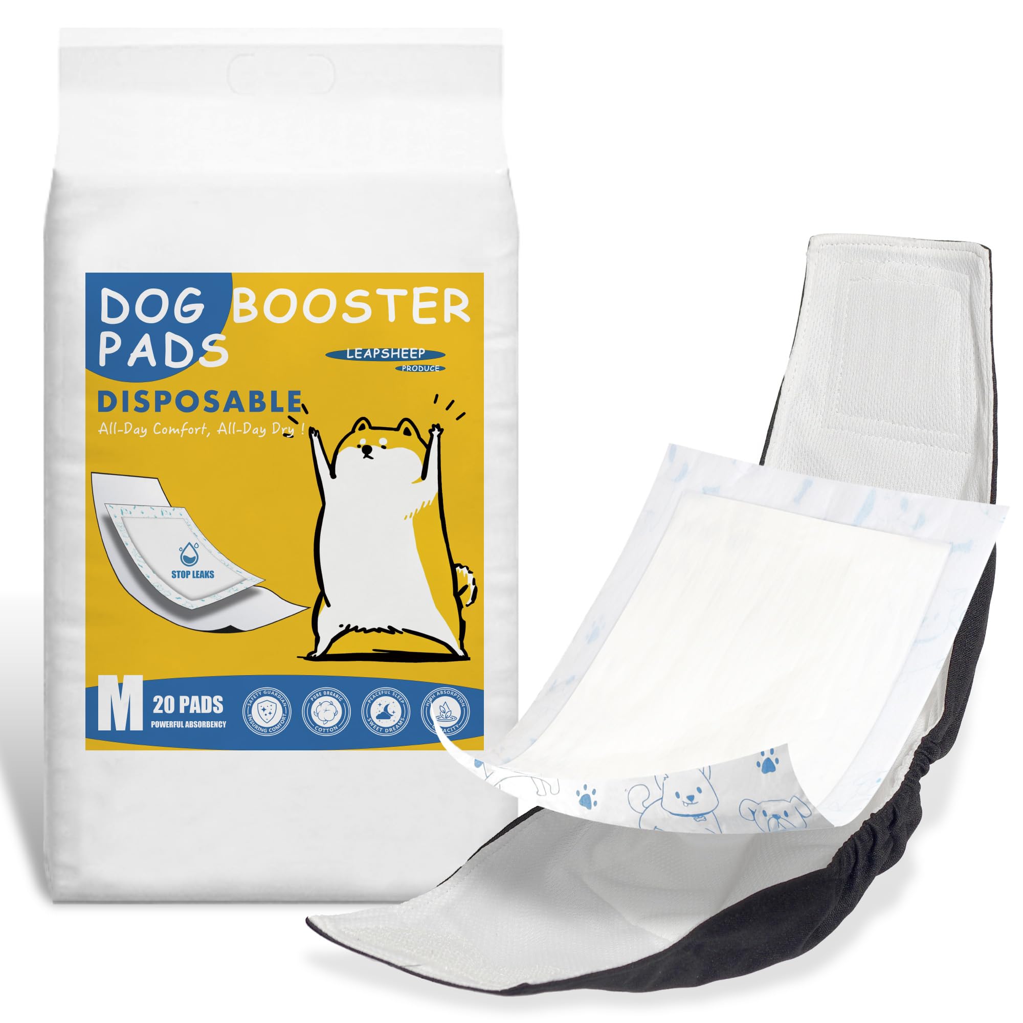LeapSheep Dog Nappie Liners Super Absorbent Disposable Dog Diaper Pads for Male & Female Dogs, Cloud-Like Softness
