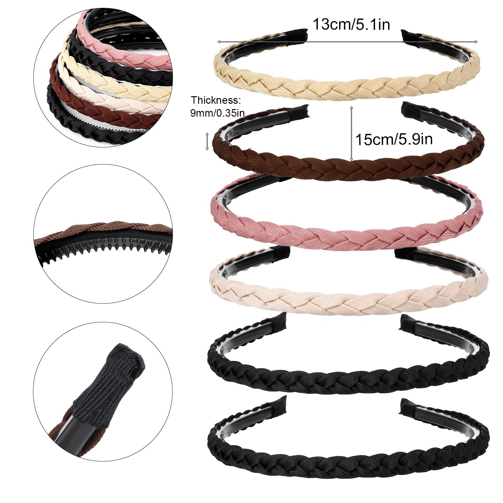 XLIUAX 6 Pcs Thin Braided Headbands - Image 4