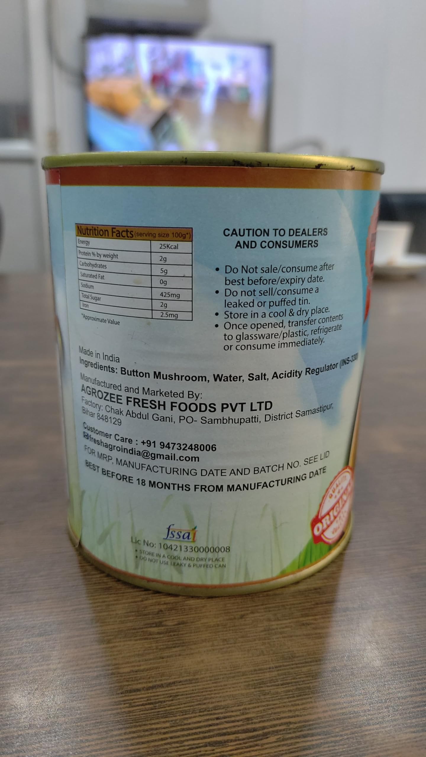 Agrozee - Canned Button Mushroom Premium, 850g (Pack of 2) 2
