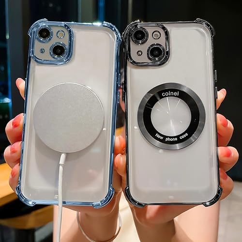 Miniatura 6 de Eiyikof Funda magnética transparente para iPhone 14 Plus, lujo brillante en las cuatro esquinas, protección de grado militar a prueba de golpes con