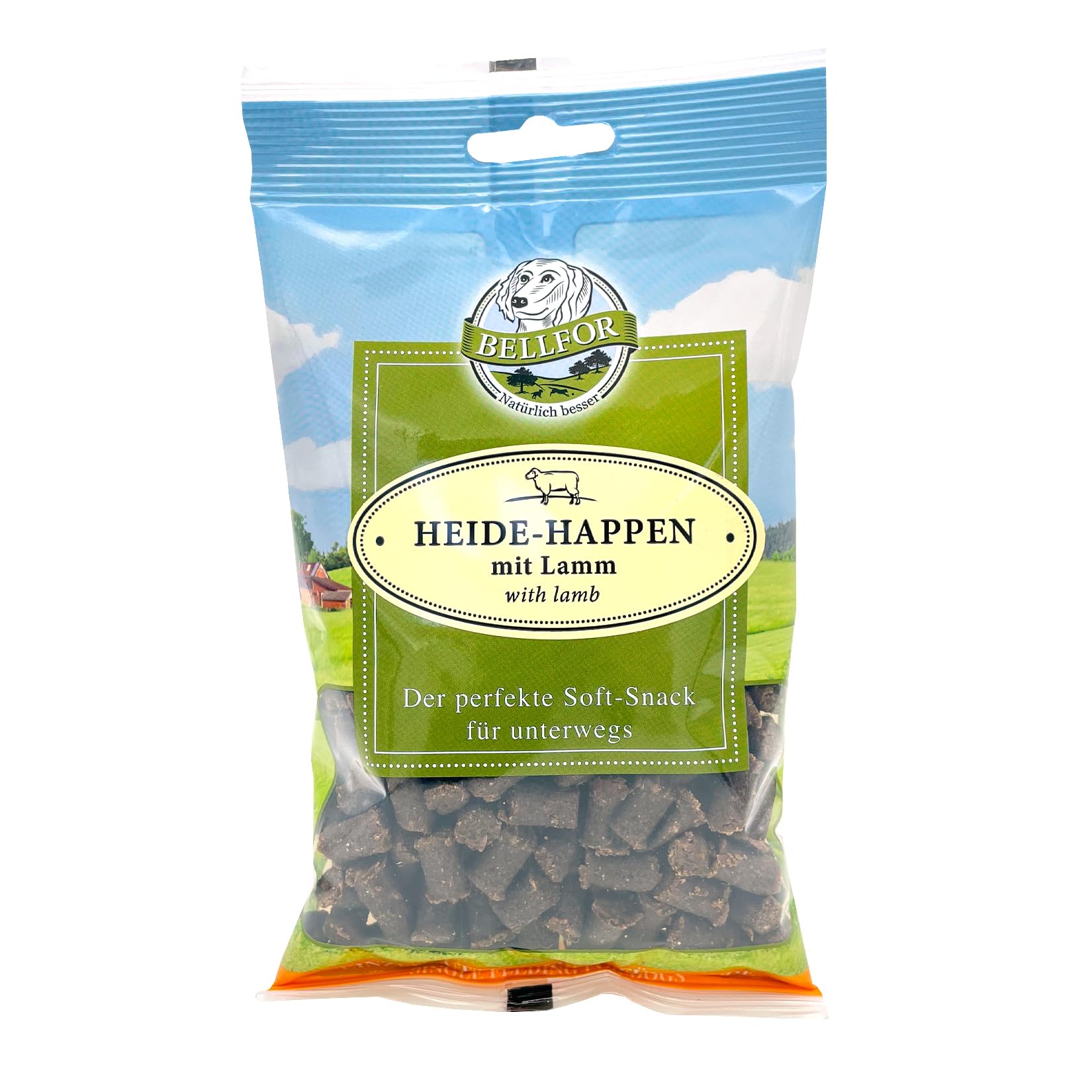 Bellfor Heide-Happen getreidefreie Soft-Snacks für Hunde mit hoher Verdaulichkeit, ohne tierische Nebenerzeugnisse. Soft-Leckerli für Hundetraining, 200 g (Lamm)