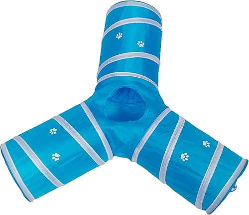 Miniatura 3 de Cat Tunnel - Juguete plegable de 3 vías - Tubo divertido para conejos, gatitos y perros, aguamarina