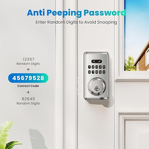 Miniatura 3 de Cerradura de puerta de entrada sin llave con teclado, cerraduras inteligentes digitales con código, bloqueo automático, contraseña antimirada, fácil