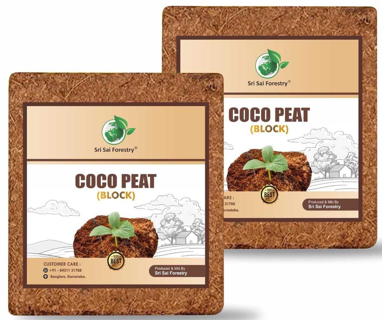 Cocopeat Block | 100% Natural Coconut Coir Fiber | Organic Fertilizer for Home Gardening, Potted Plants, Indoor & Outdoor Use | Eco-Friendly Agricultural Compost (650G)