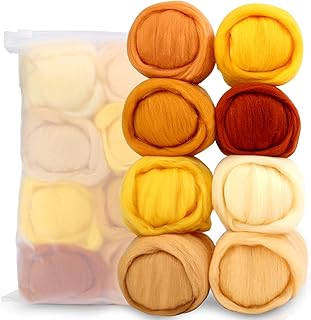 Namner Needle Felting Wool, 2.82oz/80g Felting Wool of 8 Colors, Wool Roving, Needle Felting Supplies, Needle Felting Wool Kit, Needle Felting Wool Set, for Starter DIY Wool Crafts, Autumn