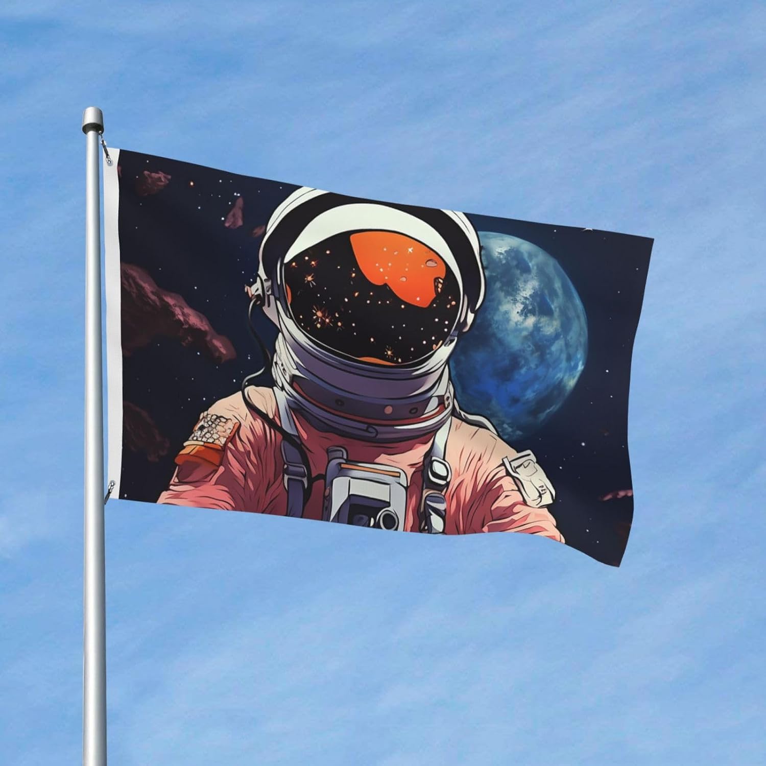 Cool Man in Outer Space Galaxy Flag for Outside Double Sided, 3x5 FT image 2