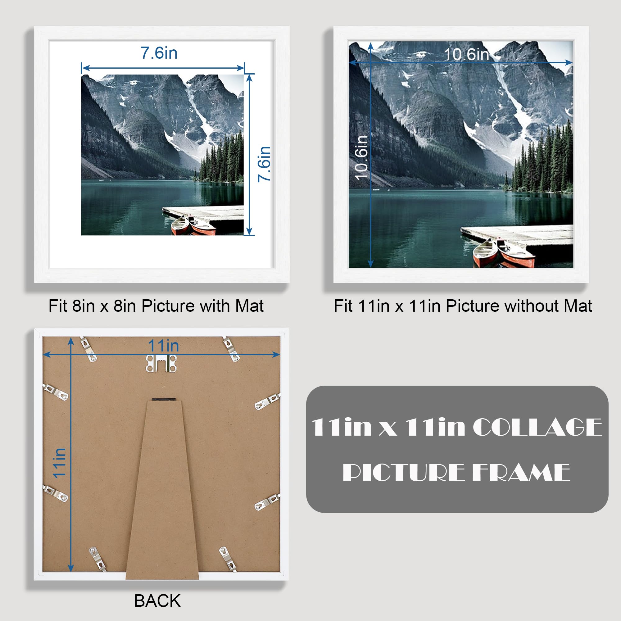 Amazon.com - Hongkee 11x11 White Picture Frame set of 3, Made of 