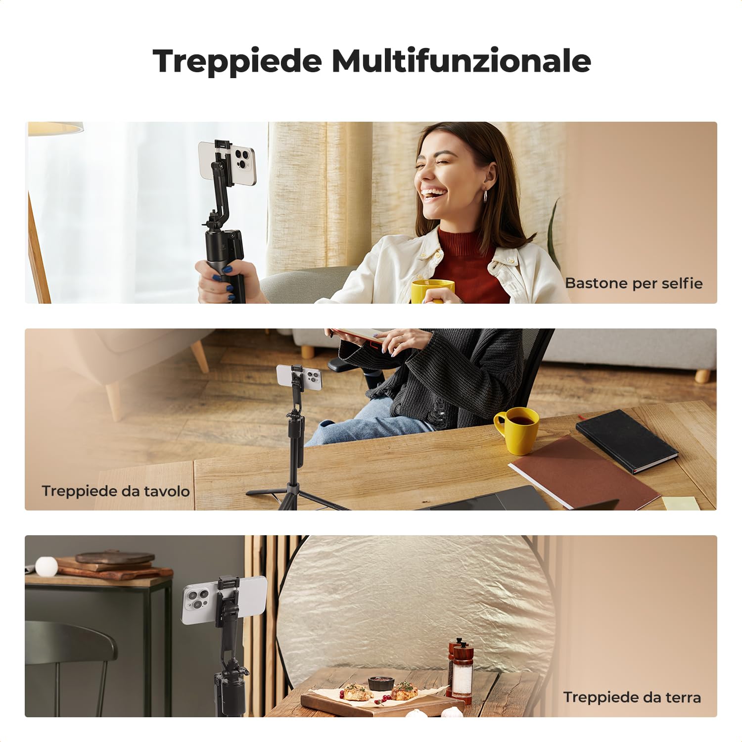 K&F CONCEPT Bastone Selfie 180CM, Adatto per DJI OSMO POCKET 4&3, Selfie Stick Treppiede Smartphone con Luce per iPhone Samsung, Suivi AI 360° Viso, Pieghevole e Automatico,7 in 1 per Video/Vlog/Live