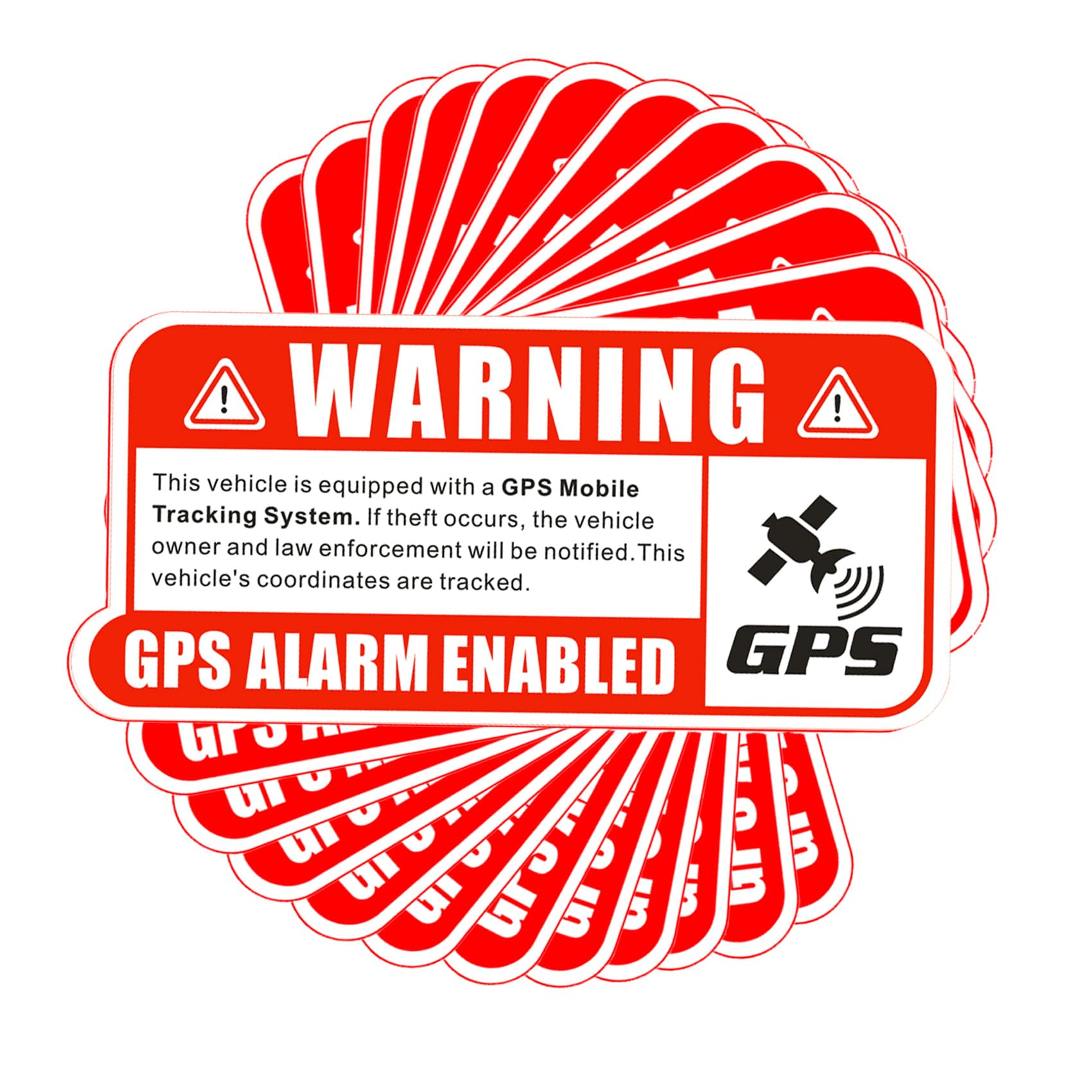 12Pcs Anti-Diebstahl GPS Tracking Aufkleber Set, Auto Fahrzeug Aufkleber mit GPS-Tracking Warnung, Selbstklebende Auto-Aufkleber für Fahrrad Auto LKW Anhänger Fahrzeug Sicherheit Stoßstange