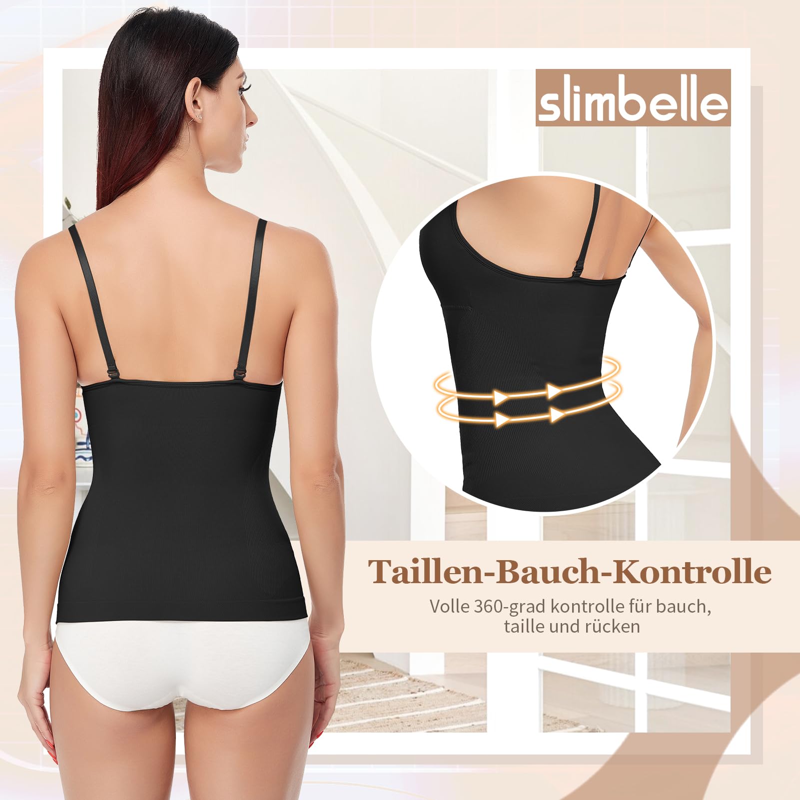 damski podkoszulek modelujący brzuch casual, top modelujący sylwetkę, bez szwów, modelujący top z ramiączkami spaghetti
