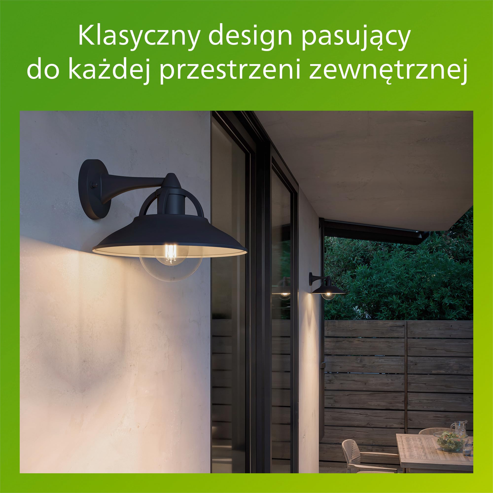 Philips Cormorant Kinkiet Zewnętrzny, IP44, Odporny na Warunki Pogodowe, Trwały, Klasyczny Design, Aluminium, Czarny, Żarówka E27 Sprzedawana Osobno