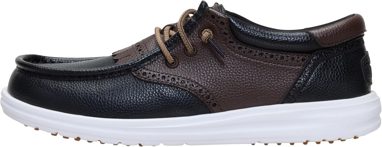 HEYDUDE Men's Wally Golf Classic Slip On Shoe | Faux Leather | Spikeless Traction | Lightweight Travel Ready