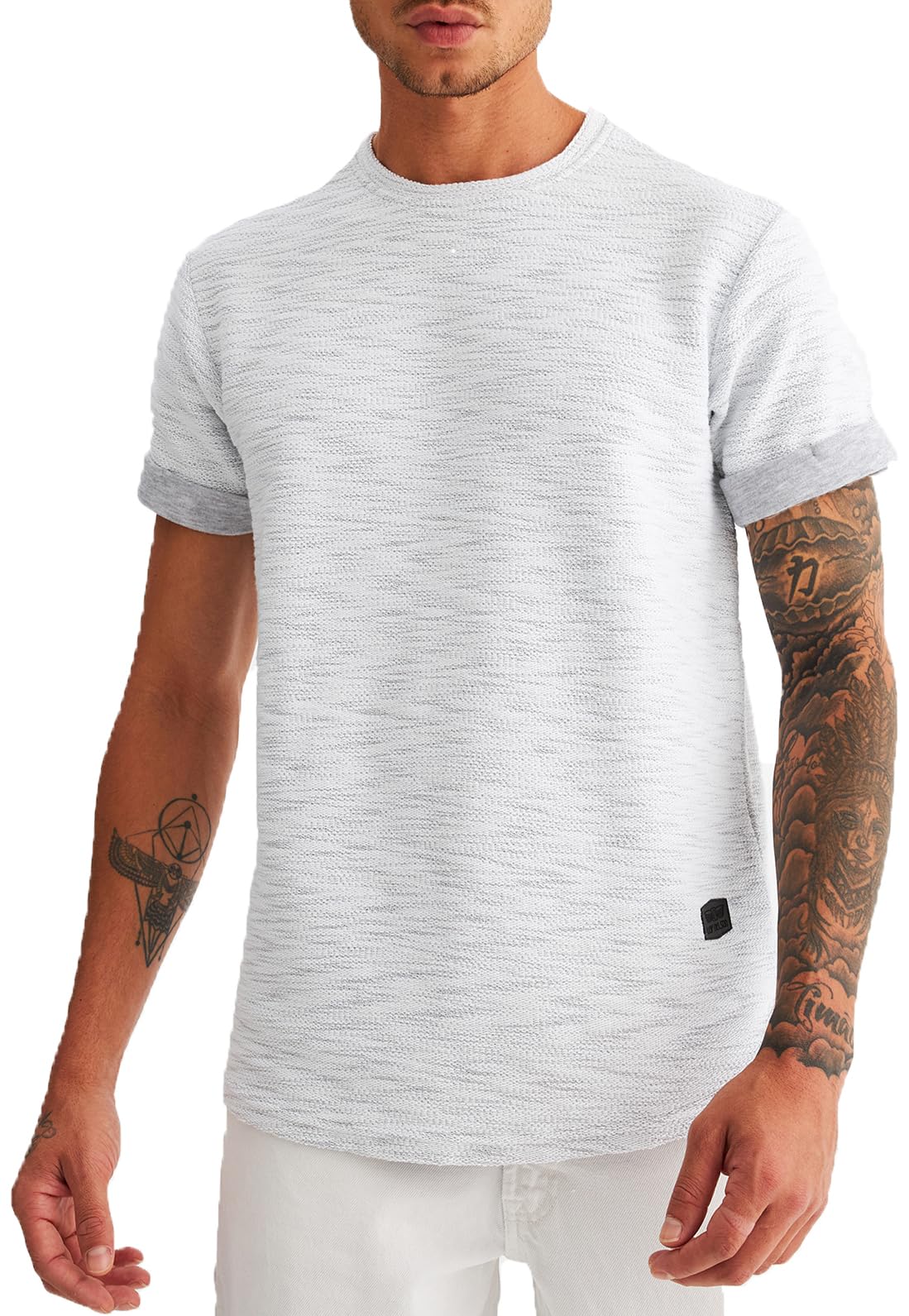 Leif Nelson T-Shirt Herren Sommer Rundhals-Ausschnitt - Regular Fit Männer T-Shirts 100% Baumwolle Kurzarm
