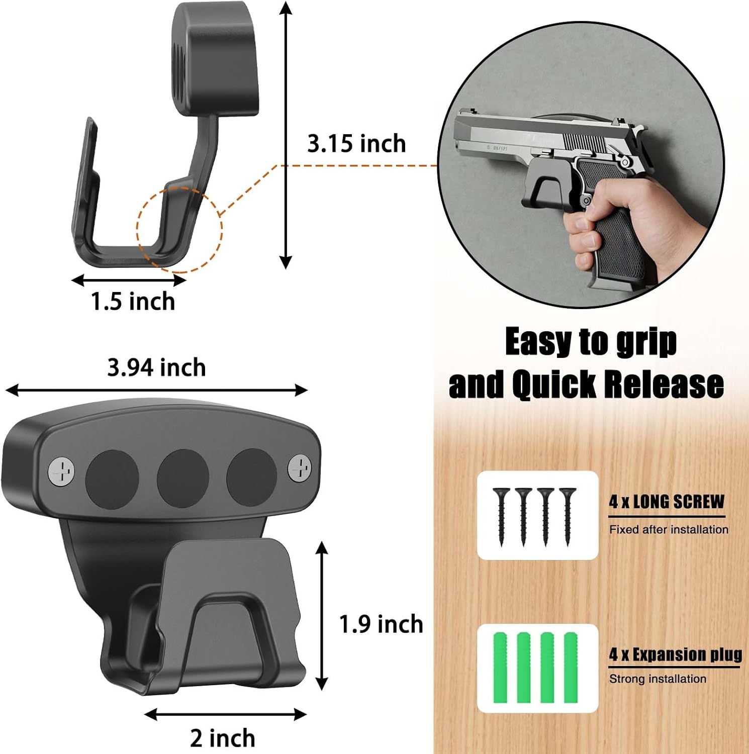Car Gun Holster for Pistol Shotgun Revolver, 35lb Rating with Trigger Protection Magnetic Gun Mount for Car, Gun Magnet for Truck Car Vehicle